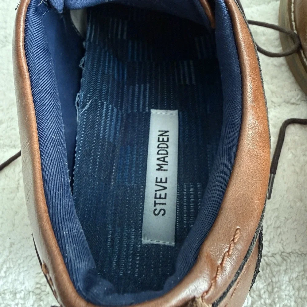 Steve Madden P-HAUT Mens Brown Leather Dress Shoes 10 Lace-up Oxfords Casual